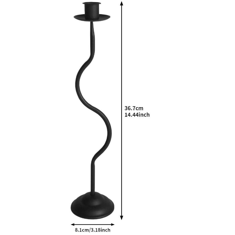 14.45x3.19in Taper Candle Holder Wavy Curve Design Metal Candle Holder for Home Decor