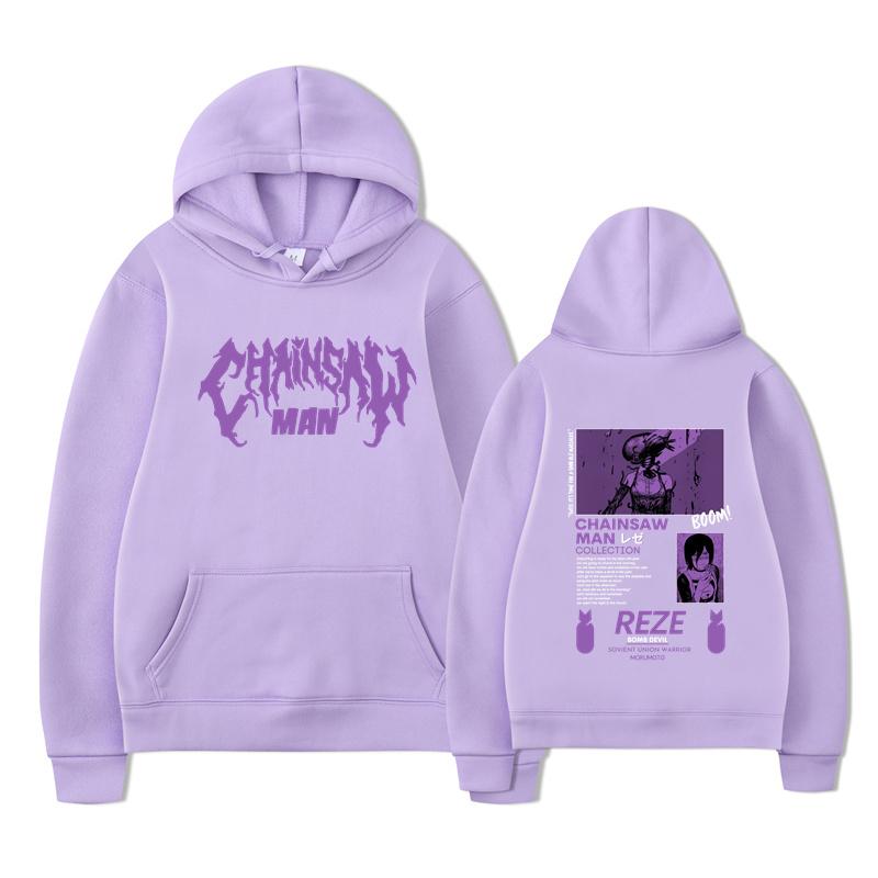 Аниме Человек-бензопила Резе Худи Харадзюку Манга С длинным рукавом Женский Повседневный Оверсайз Пуловер Уличная одежда