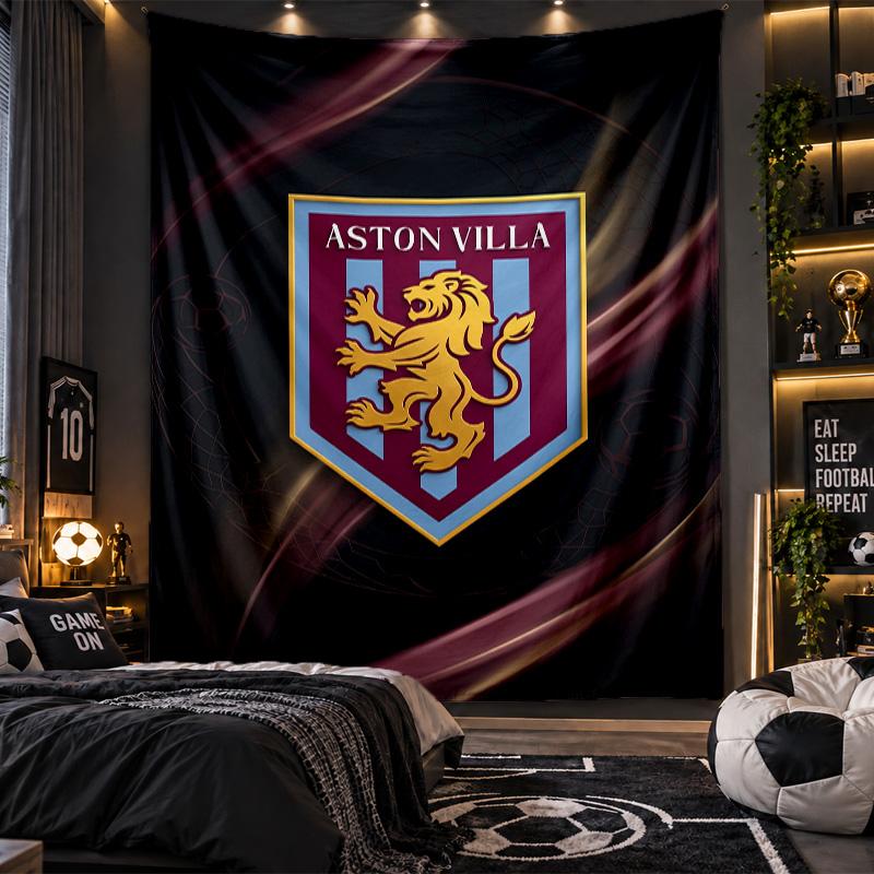 Wall Hanging Tapestry Aston Villa Football Print Cloth for Living Room Bedroom Home Decor