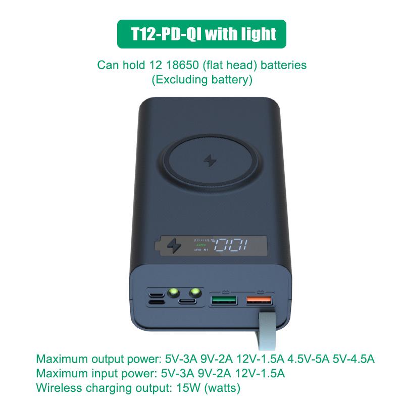 T12 Быстрая Зарядка Qc3.0 DIY 12 x 18650 Корпус Power Bank Держатель Портативный Контейнер для Хранения Батарей С ЖК-Дисплеем