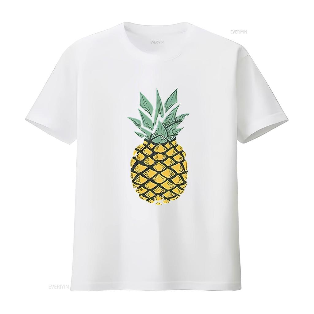 Womens Pineapple T Shirt Cute s Summer Vacation Cotton Aloha Black vintage Washed fashion Versatile Stretched Stylish homme