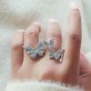 Exaggerated Butterfly Crystal Open Ring - Trendy European and American Style Fashion Jewelry