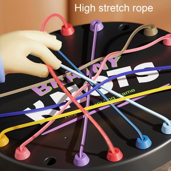 Kids Rope Untangling Game Logic Thinking Focus Training Rope Board Game Parent-children Interactive Educational Colorful Elastic Rope Unhitching Toy