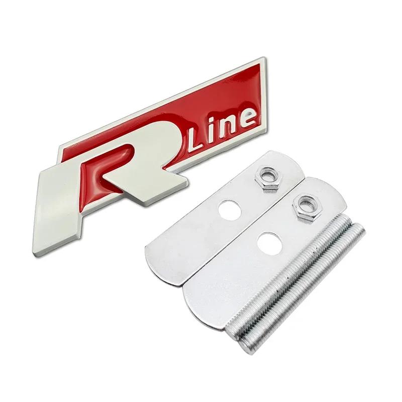 1Pc Metal Rline Emblem Car Front Grille Badge Rear Trunk Sticker for BORA CC GOLF JETTA MK4 PASSAT Polo SR32 Lavida