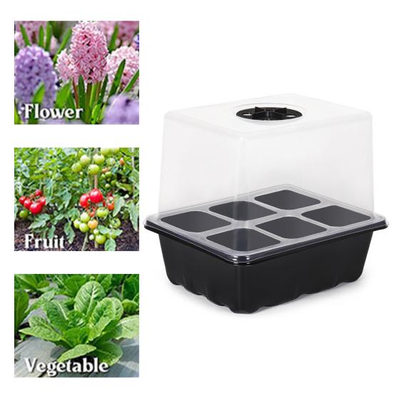Seeds Starter Tray 6 Cells/12 Cells Seeds Germination Tray with Adjustable Humidity Vent Plant Nursery Box for Bonsai Seedlings Starting Growing