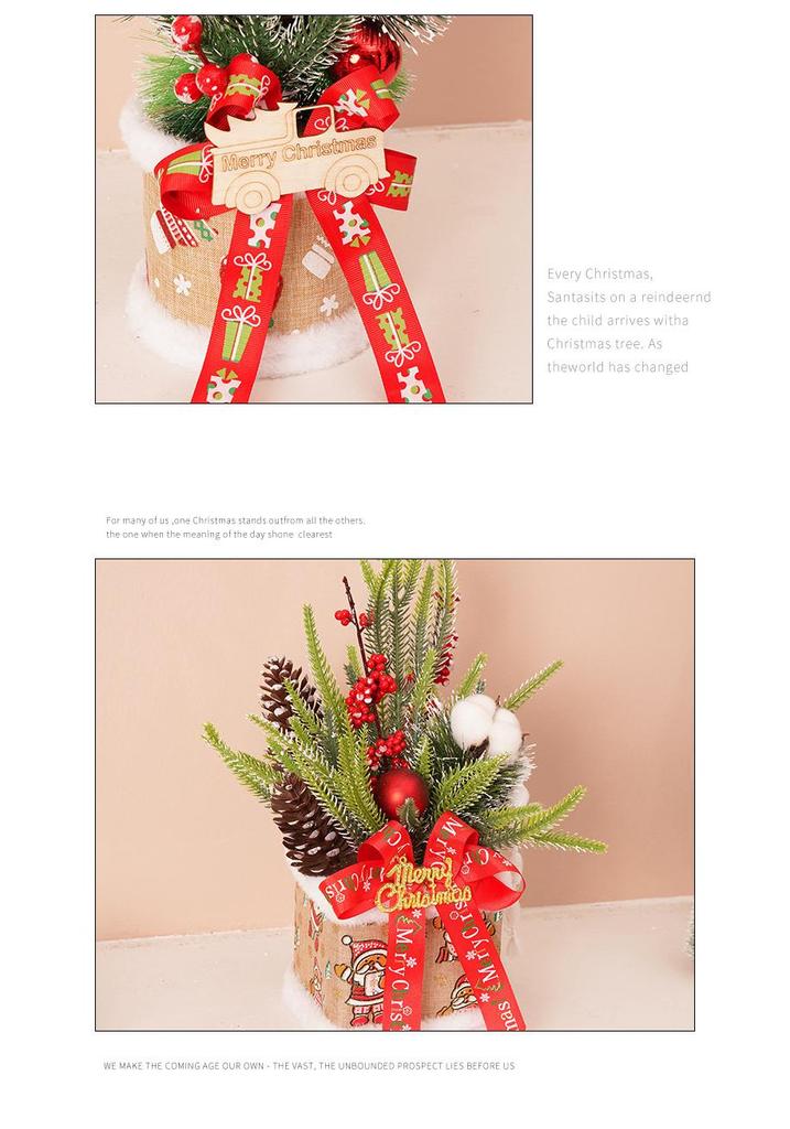 35CM Mini Christmas Tree Ornament Potted Plant for Holiday Decoration