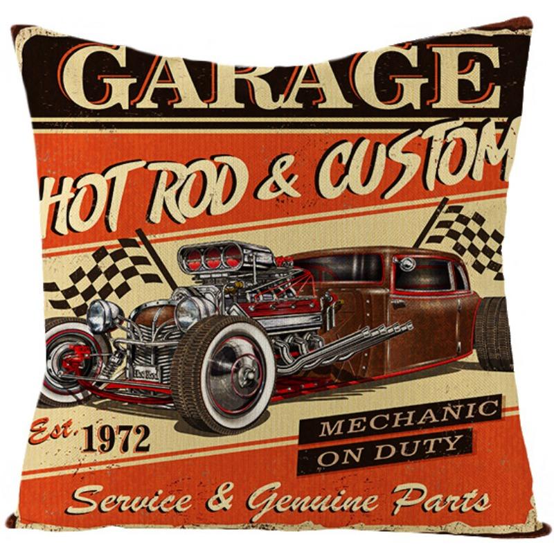 Наволочка в ретро американском стиле, полиэстер, с принтом, подушка для дома, гостиной, дивана, с принтом
