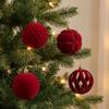16PCS 8CM Christmas Flocked Ball Set Matte Christmas Tree Pendant Velvet Christmas Balls  Festival