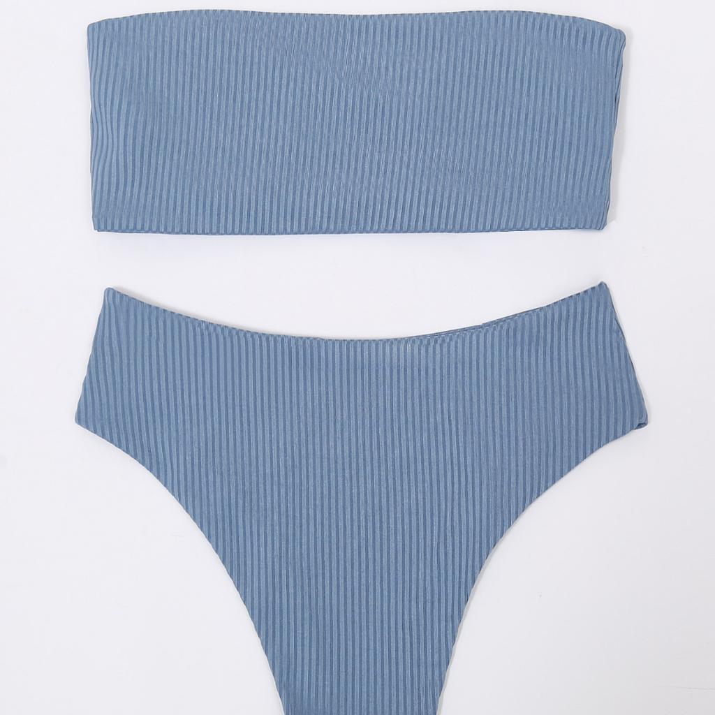 Женский сексуальный купальник с вырезом в полоску и высокой талией, разделенный купальник