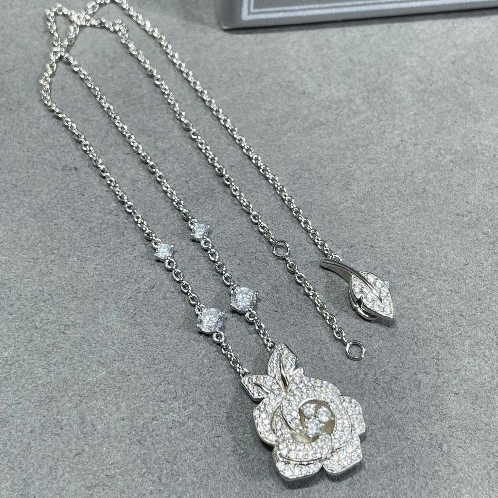 Винтажное колье женское горячего бренда, роскошные украшения для женщин, дизайнерская подвеска, чистое серебро 925 пробы, колье с цветком из розового золота