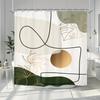 Mid-Century Green Abstract Shower Curtain - Simple Modern Aesthetic, Waterproof, Bathroom Decor