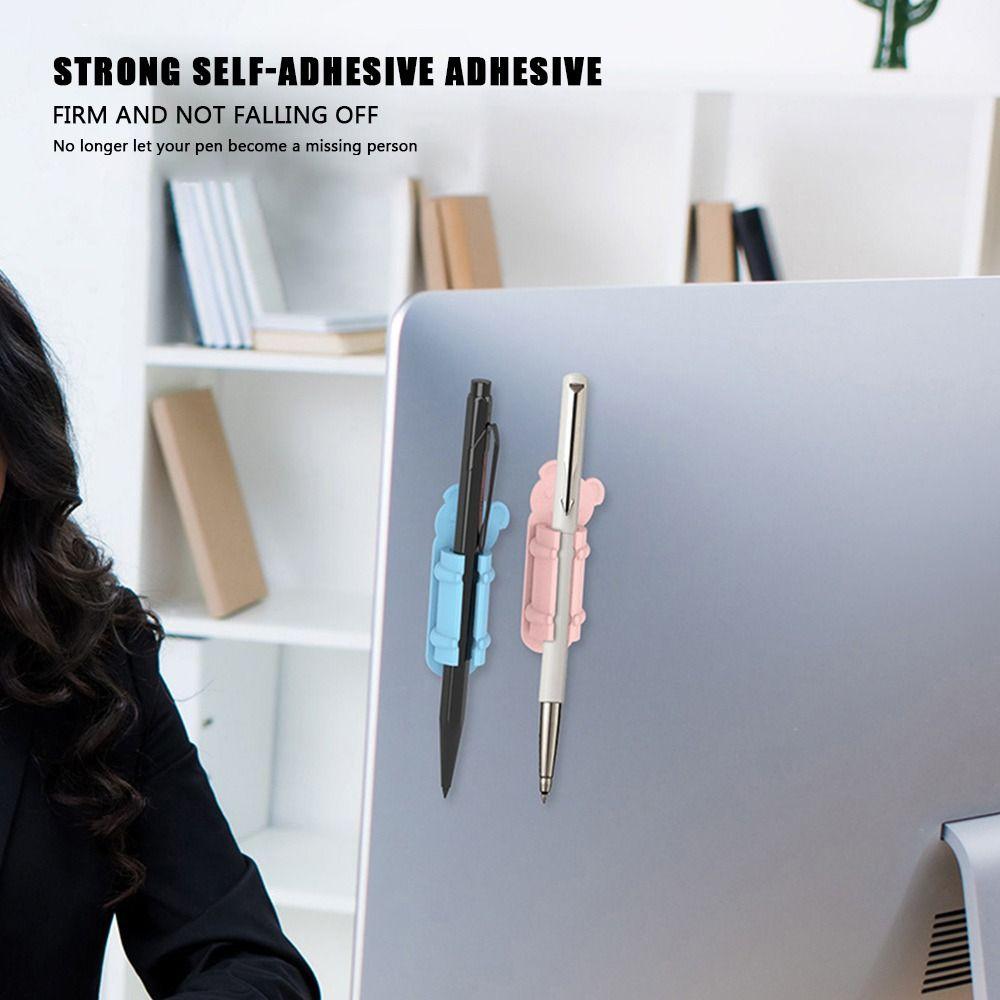 Самоклеящийся силиконовый зажим для ручки, гибкий держатель для шариковой ручки, портативный держатель для карандашей