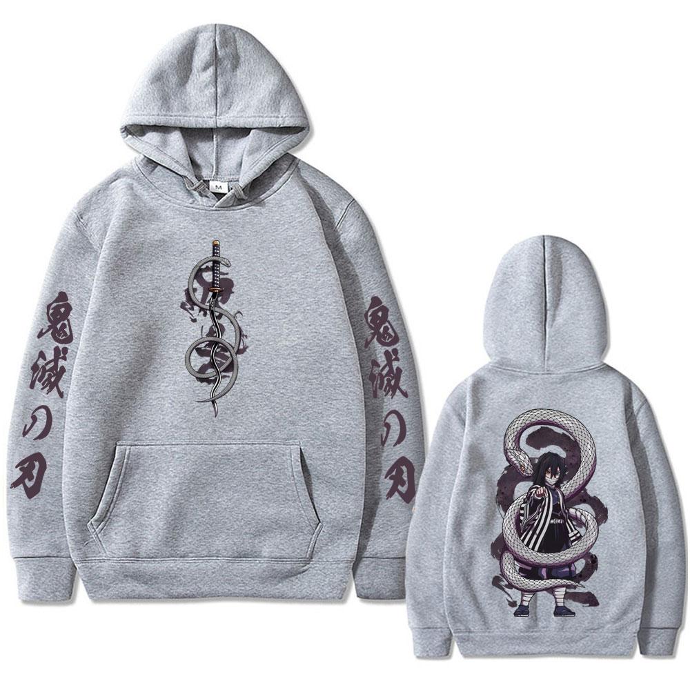 Аниме Клинок, рассекающий демонов Змеиный столп Игуро Обанай Худи Мужская Женская Одежда Худи Оверсайз Мужской Винтажный Костюм с Капюшоном