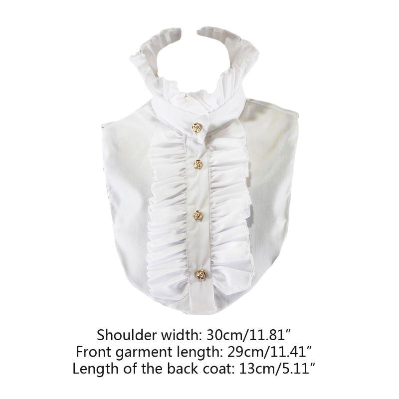 Womens Victorian Steampunk Vintage for Palace Half Shirt Blouse Stand-Up Lotus Golden Button Down Detachable False Fake