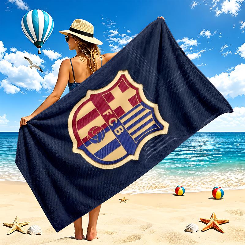 Пляжное полотенце FC Barcelona Быстросохнущее Мягкая микрофибраПесостойкое Большое полотенце-кабана для бассейна Путешествия Подарок