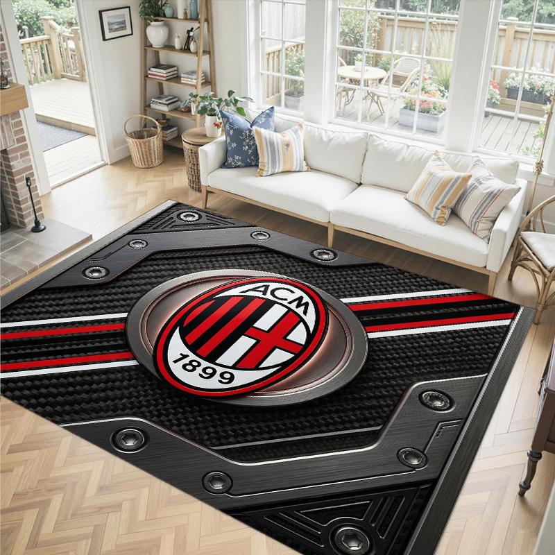Дизайн AC Milan Кристальный Велюровый Ковер Уютный Не?Нескользящий ковер с принтом для спальни, гостиной, прихожей