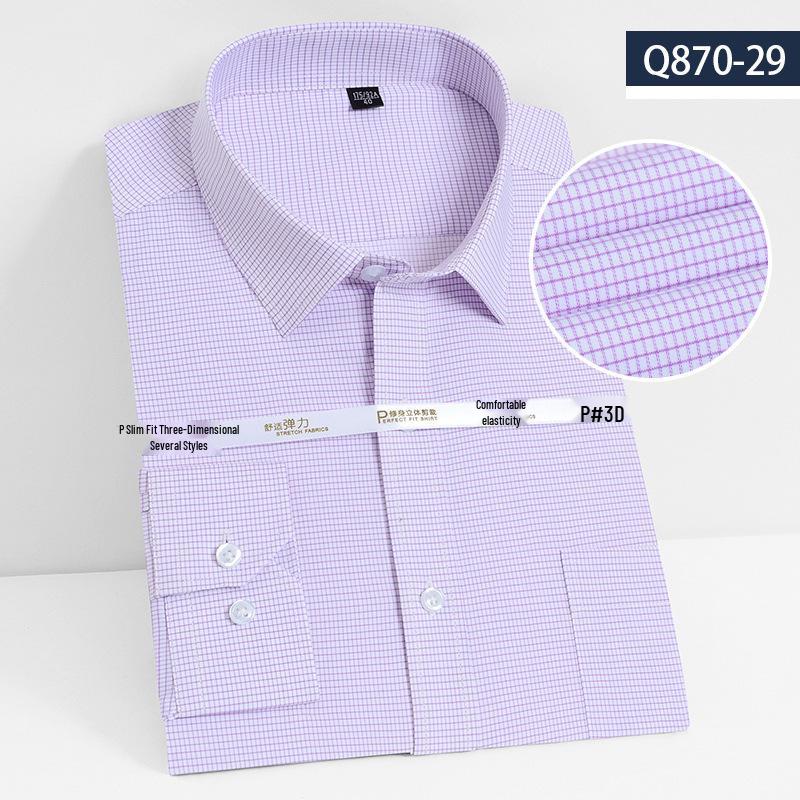 Youth Casual Slim Fit Men's Shirt: Solid Color, Light Business, Turn-Down Collar, Fashion Work Uniform