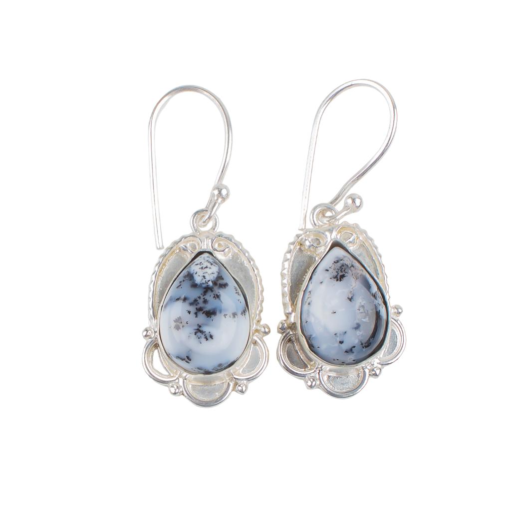 Dendritic Opal Gemstone 925 Sterling Silver Designer Jewelry Earrings For Sister EE-41-21