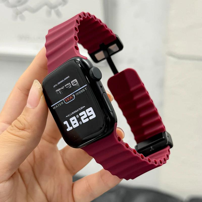 Ocean Strap for Apple Watch 10 9 8 7 Ultra Band 46mm 45mm 49mm 44mm 41/42mm Silicone Magnetic Sport Bracelet iWatch Series se 6