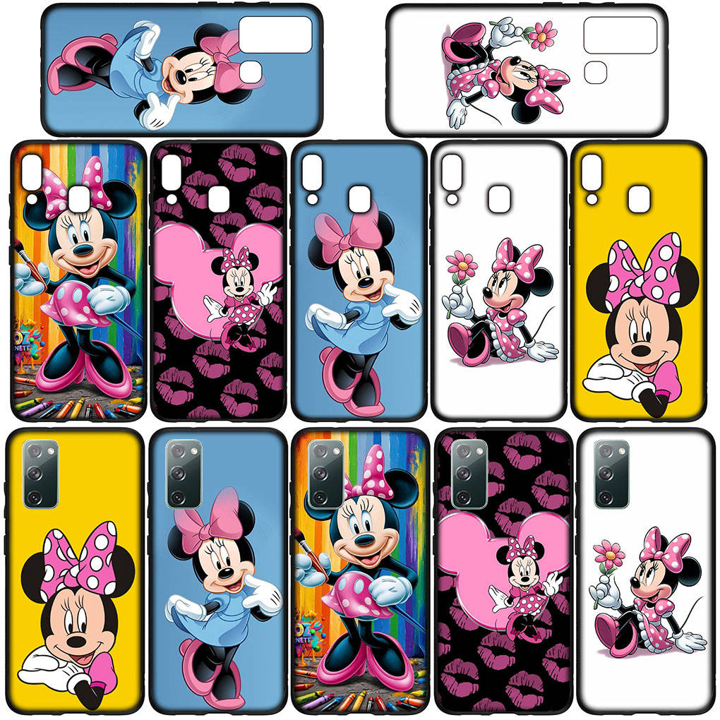 Чехол для телефона Samsung Galaxy S24 S23 iPhone 16 15 14 Xiaomi Redmi Note 13 12 11 8 Plus 10 9 Pro Max X XR A16 OPPO Huawei Minnie Cartoon Mouse Cover