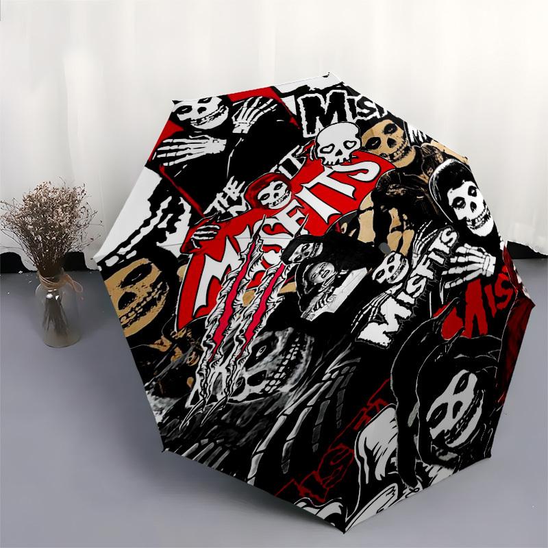 1 шт. Зонт-трость Misfits Skulls, автоматический, ветрозащитный, компактный, для путешествий, подарок на День рождения, Рождество, деловой 93028