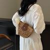 Летняя соломенная сумка для женщин, модная полукруглая сумка кроссбоди, плетеная вручную из ротанга, сумка-мессенджер, дорожная пляжная сумка KTB