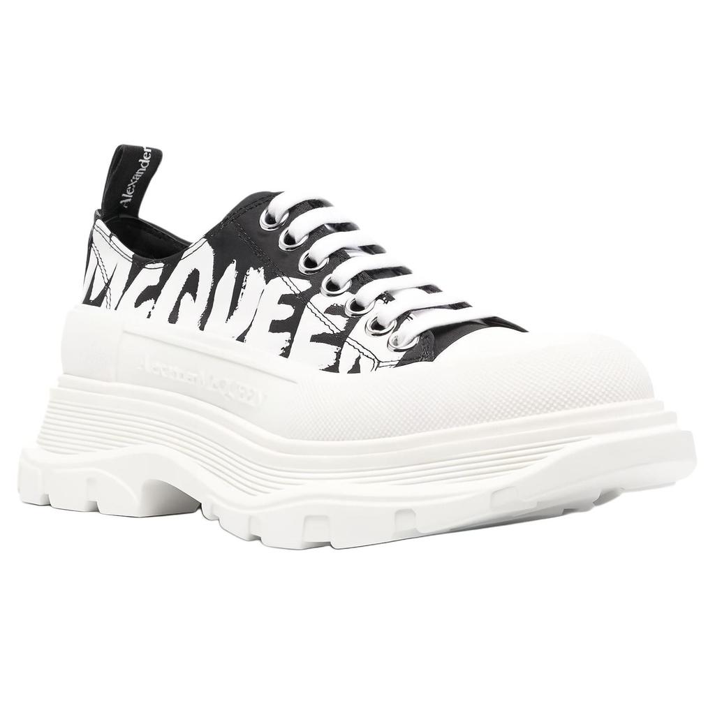 Alexander Mcqueen Кроссовки Tread Slick Low со шнуровкой, с граффити, черные, белые, женские 708753W4RQ21041