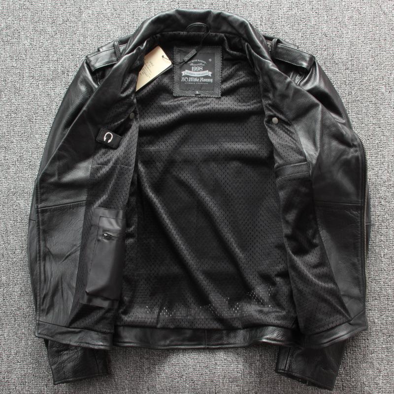 Осенняя новая кожаная куртка мужская с лацканами и диагональной застежкой-молнией, кожаная куртка Harley Biker Slim Leather Jacket