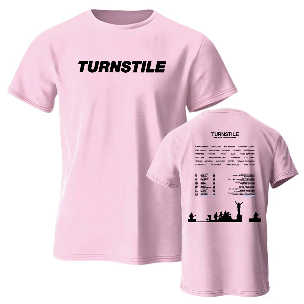 TURNSTILE 'Never Enough Tour Pt. 2' Tour Tees Short Sleeve Soft Cotton Unisex Streetwear Design Graphic Print Merch O-neck Top