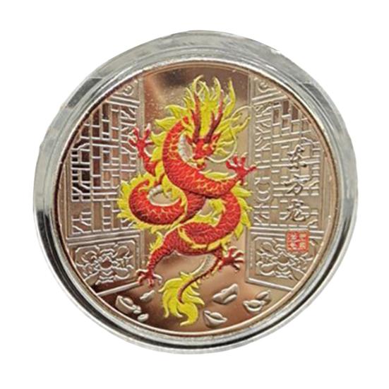 2 шт. памятная медаль китайского дракона 2024 год Дракона талисман зодиака круглый дракон металлическая коллекция монет фестиваль подарок на память