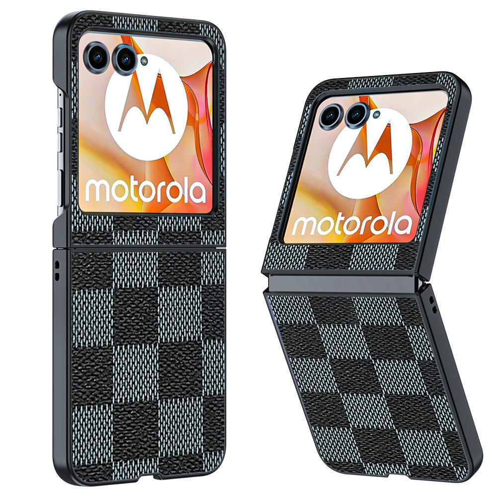 Applicable Motorola Razr60 mobile phone case anti-drop carbon fiber Kevlar pattern Razr2025 leather case protective case