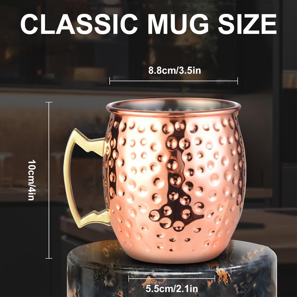 Кружки Leeseph Moscow Mule, кованые медные чашки с покрытием из нержавеющей стали 304, для холодных напитков, пива, вина, баров, вечеринок, в подарок
