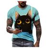 Летняя мода повседневная мужская футболка с рисунком мультяшного кота 3D-печатью, новая забавная футболка с круглым вырезом в стиле Харадзюку