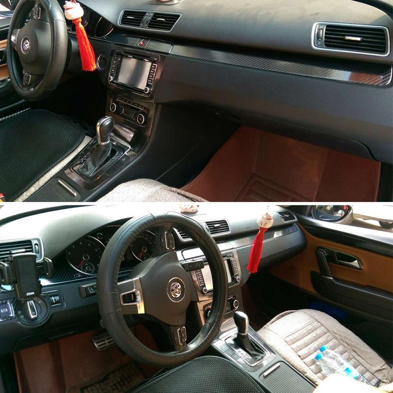 Для Volkswagen VW CC/Passat B7 внутренняя центральная панель управления дверная ручка наклейки из углеродного волокна наклейки аксессуары для стайлинга автомобиля