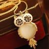 Women Shiny Rhinestone Cute Owl Long Chain Pendant Sweater Necklace Jewelry