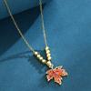 Red Highend Maple Leaf Pendant Necklace For Women Modern 2024 Fashion Statement