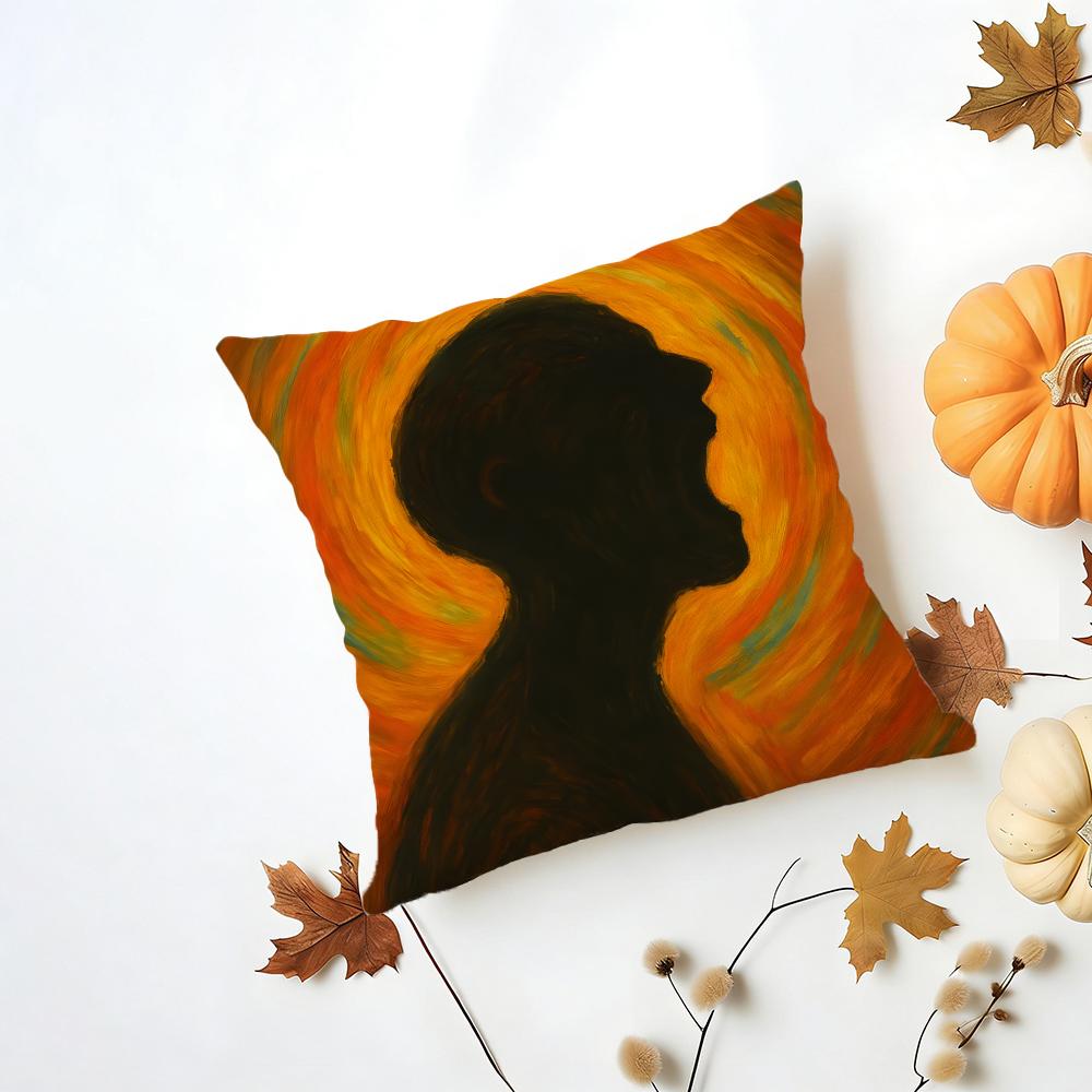 Emotional outlet art painting Cushion Cover Washable Linen Pillowcase Soft for Daily Sofa Bed Home Room Decor