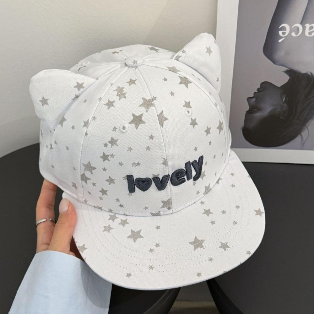 New Cat Ears Women's Baseball Cap Star Pattern Adjustable Sun Hat Cartoon Versatile Flat Cap Spring Summer Autumn