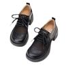 Women Chunky Platform Pumps Female Spring Pu Leather High Heels Loafers Woman Round Toe Lace Up Breathable Hollow Single Shoes