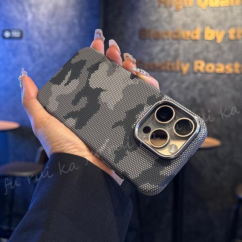 Камуфляжный магнитный чехол для iPhone 16 с рисунком из кевлара, защитный чехол для мобильного телефона Apple 15 с металлическим объективом, полный комплект 14