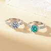 PT950-Plated Simulated Blue-Green Moissanite Open Ring with Eight Hearts & Arrows Design - Popular Women's Jewelry
