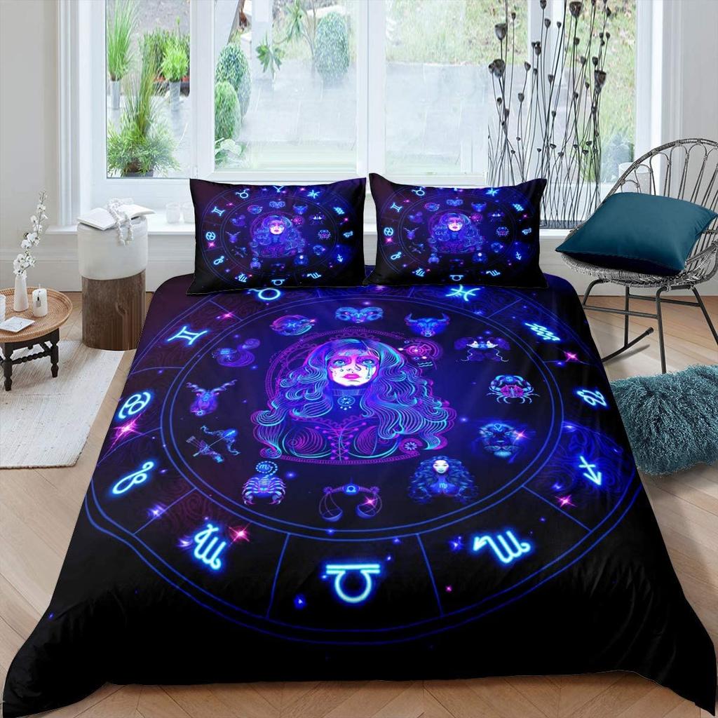 Gemini Comforter Cover Set Twin Size Constellation Duvet Cover Set, Outer Space Universe Planet Print Bedding Set For Kids Teens
