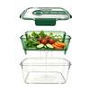 Odor Proof Storage Box Crisper Box, with Mesh Drain Strainer, Tofu Whey Greek Yogurt Maker Separation Food Container, for Fresh Fruit Vegetable