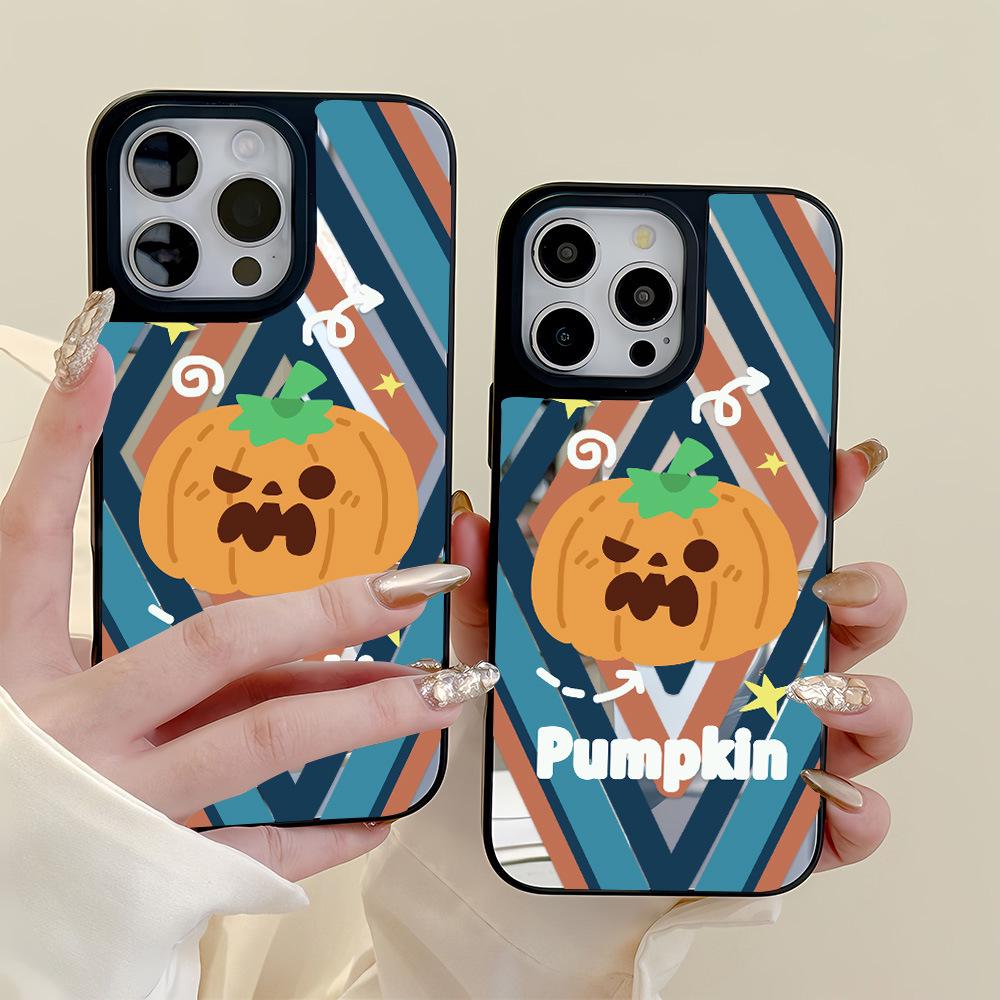 Зеркальный чехол Хэллоуин Тыква Призрак для Apple 17 Pro Max, 16 Pro, 15, 14, 13