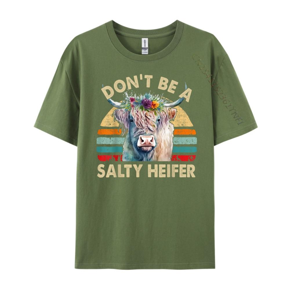 Highland Cow Shirt Women Dont Be Salty Heifer Funny Farm Mom Red And Black Graphic T Shirt Camiseta Easter Day