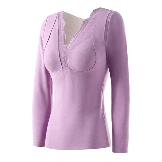 Термобелье с встроенными нагрудными накладками, двухслойный бархат DE, утепляющий свитер с длинными рукавами, однотонная зимняя верхняя одежда