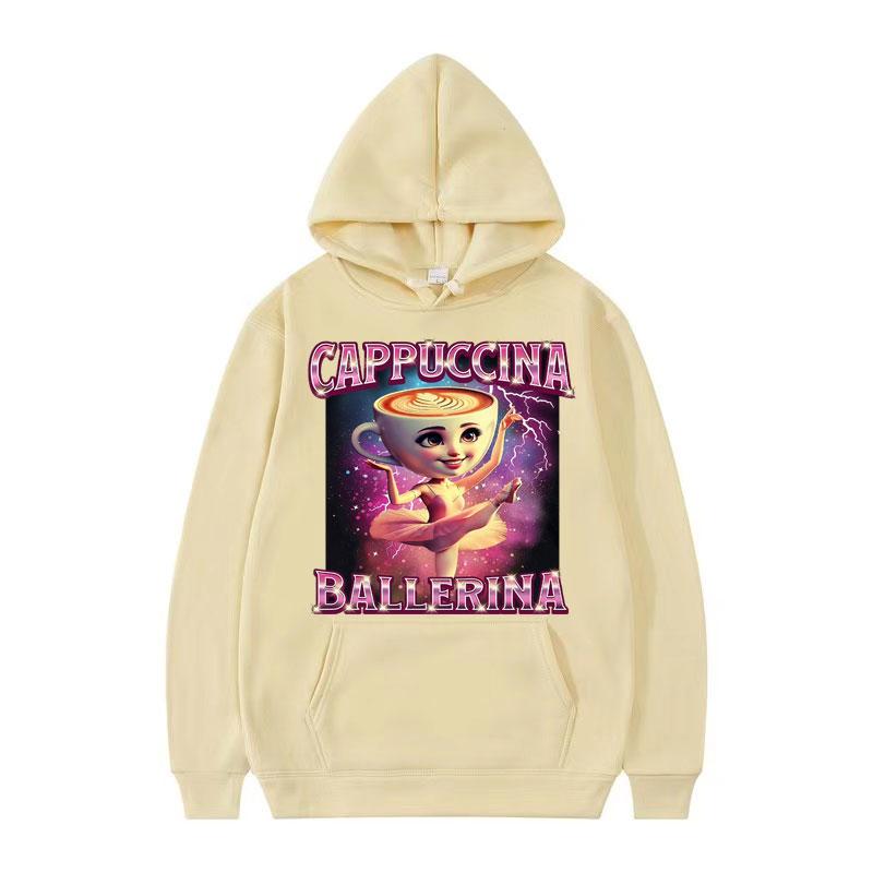 Cappuccina Ballerina Funnu Italian Brainrot Meme Hoodie Men Women Fashion Aesthetic Cute Sweatshirt Oversized Hoodies Streetwear