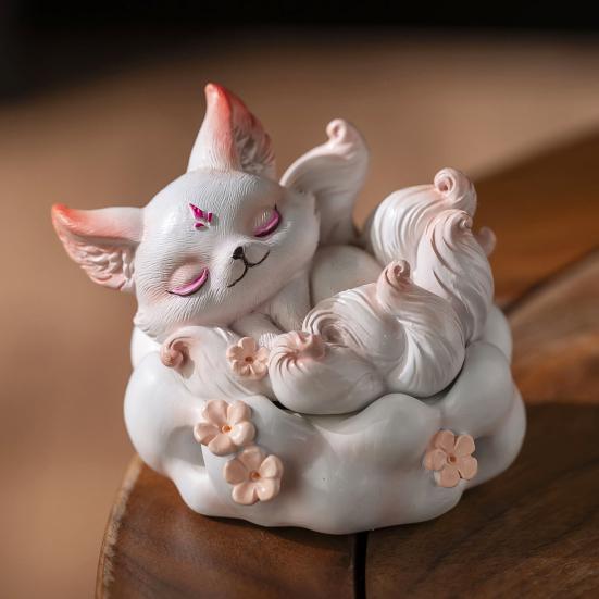 Nine-tailed Fox Incense Burner Decoration Chinese Style Vintage Fox Resin