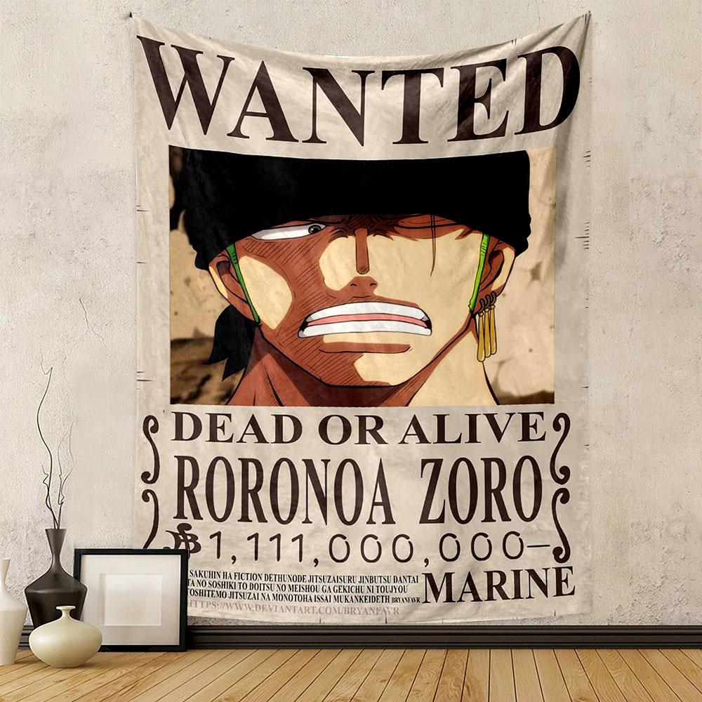 Wanted Poster - Roronoa Zoro Design Patterned tapestry home decor, suitable for bedroom and living room, gift