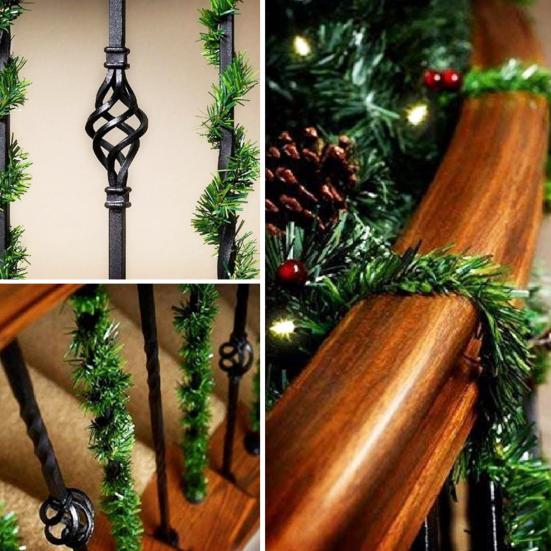 Christmas Green Garland 18FT Xmas Greenery Tinsel Stems Non-Lit Soft Twist Garland for Tree Stair Railing Front Door Mantle Fireplace Holiday Decor